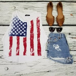 USA Flag Patriotic Tank Top High Low Size Small